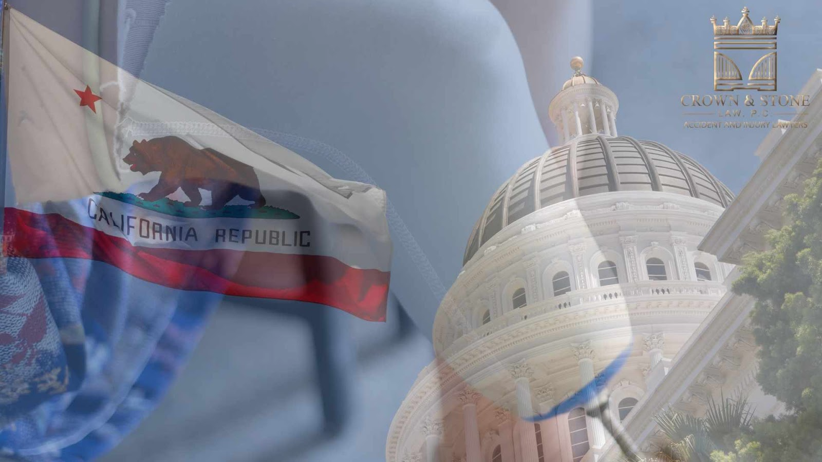 California Republic flag, Capitol building background