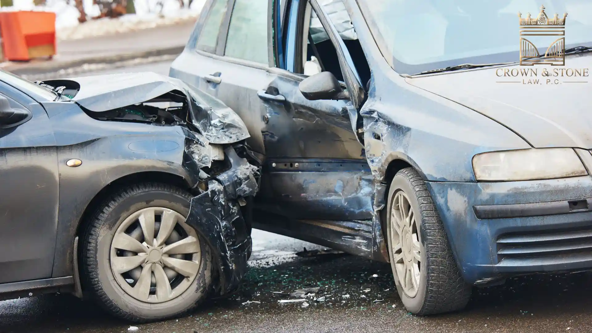 2 cars shown in a t bone crash in California.