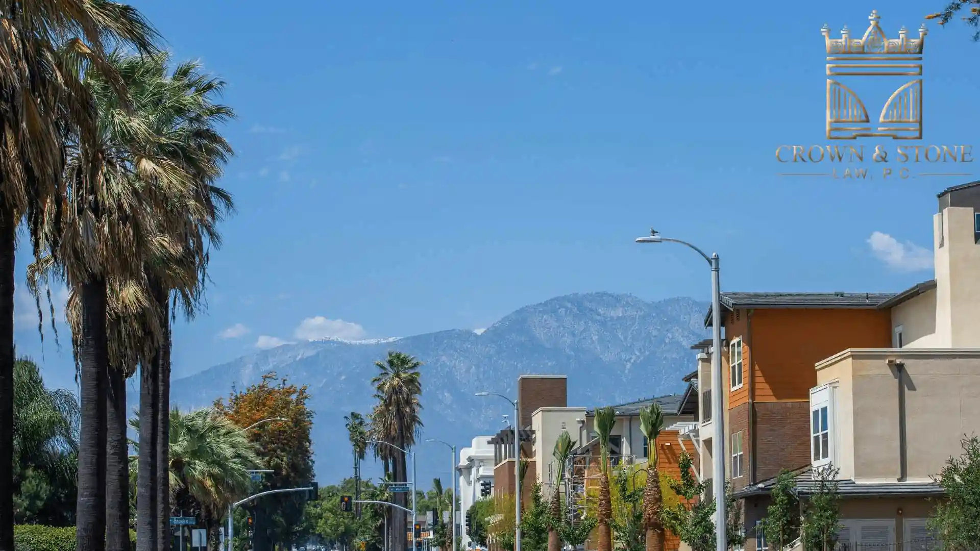A california skyline of a residential area where pedestrian accidents often occur.