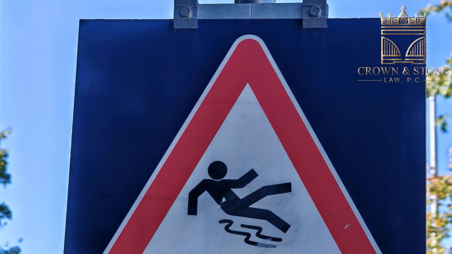 Slip danger road sign