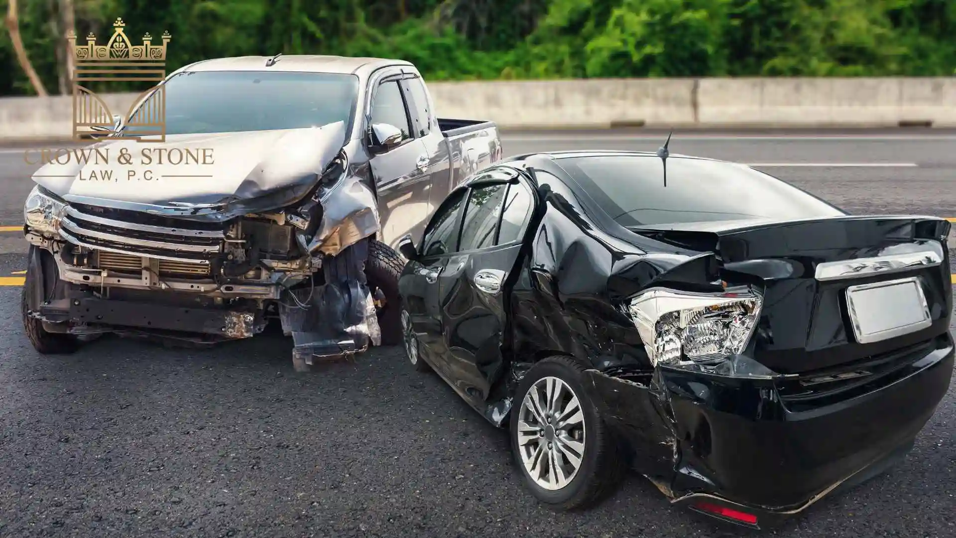 Two severely damaged vehicles a Car Accident Lawyer